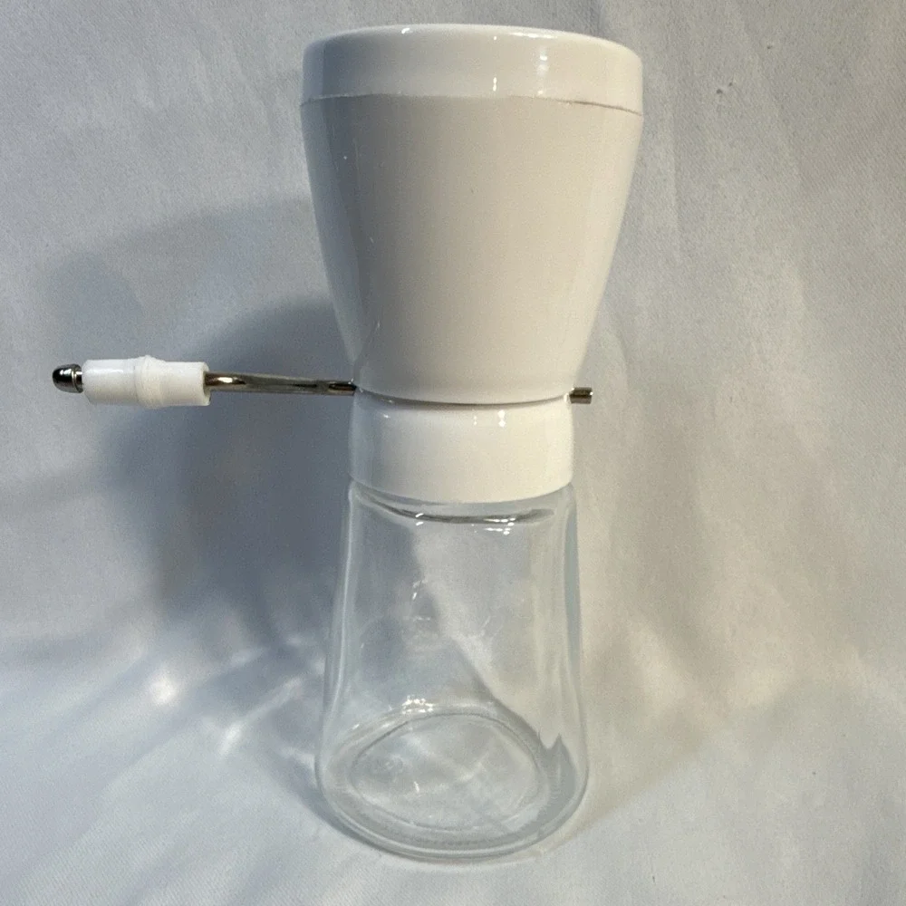 White Manual Hand Crank Rotary Grater w/ Clear Jar & Crank Handle, 3pc